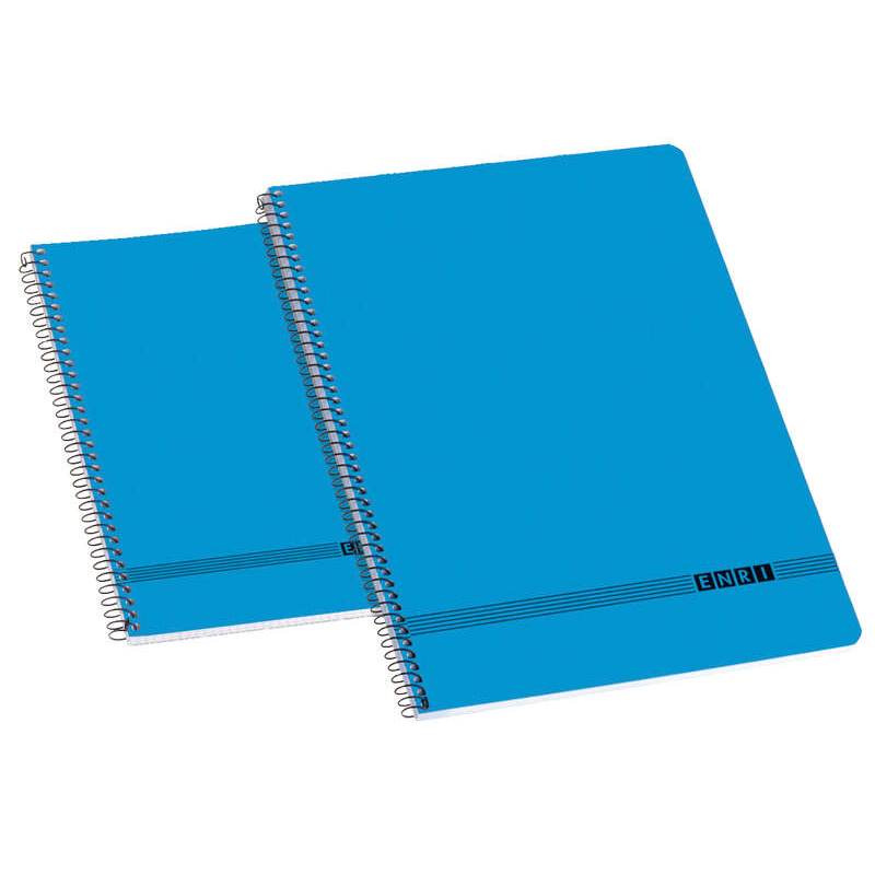 LOT de 10 Enri Office 4ème carnet à spirale à couverture souple – 4ème taille – Grille 4 x 4 – Couleur bleue