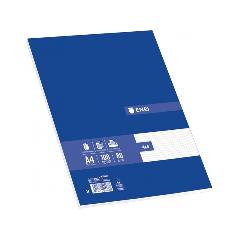 LOT de 30 Enri A4 Resmilleria 4x4 100 Feuilles - Papier de haute qualité - Quadrillé pour une plus grande précision - Format A4