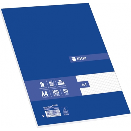 LOT de 30 Enri A4 Resmilleria 4x4 100 Feuilles - Papier de haute qualité - Quadrillé pour une plus grande précision - Format A4