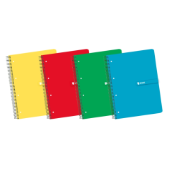 LOT de 5 Enri A4+ Europeanbook - Couverture rigide robuste - Spirale de haute qualité - 120 feuilles de papier quadrillé 5x5 - C