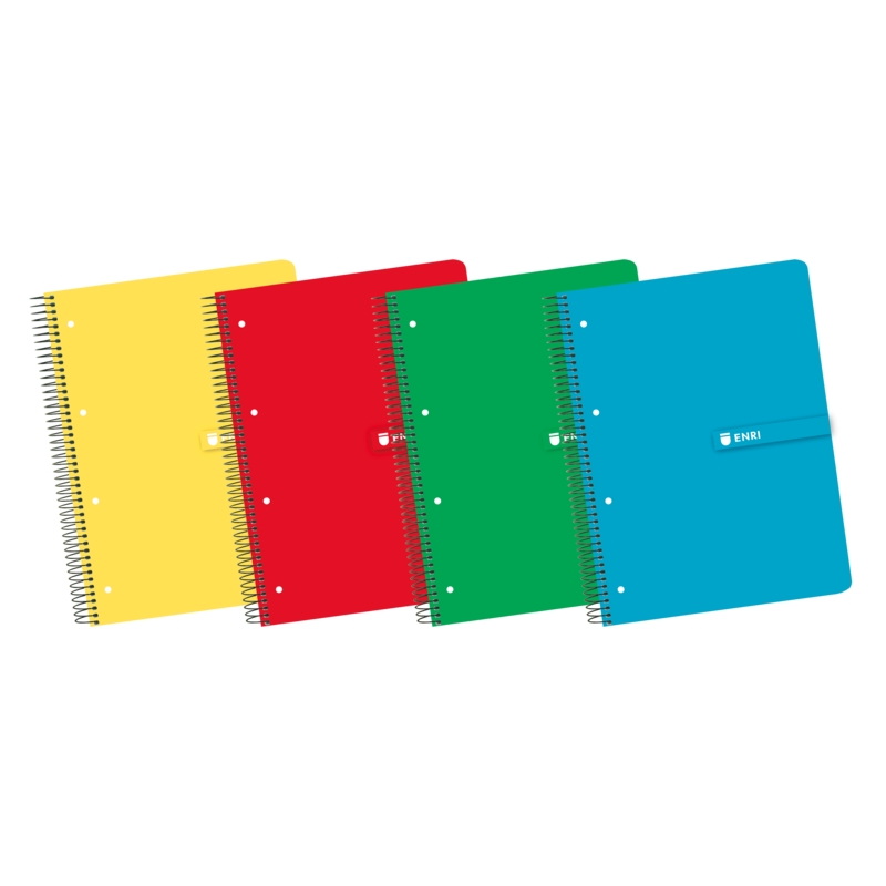 LOT de 5 Enri A4+ Europeanbook - Couverture rigide robuste - Spirale de haute qualité - 120 feuilles de papier quadrillé 5x5 - C