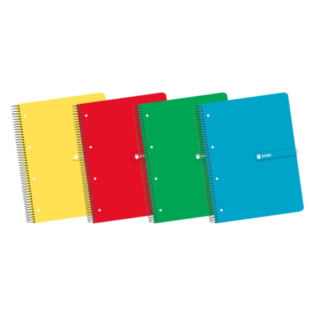 LOT de 5 Enri A4+ Europeanbook - Couverture rigide robuste - Spirale de haute qualité - 120 feuilles de papier quadrillé 5x5 - C