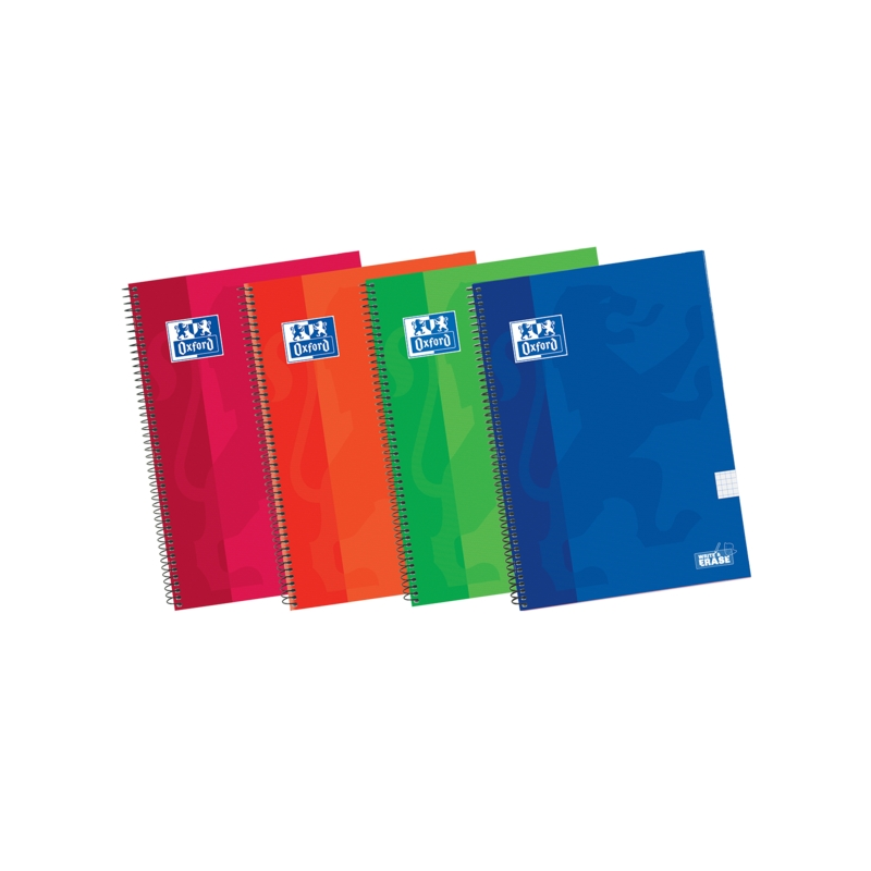 LOT de 5 Oxford School Classic Write&Erase 4ème carnet à spirale – Couverture extra rigide et résistante – 4 x 4 avec marge – 80