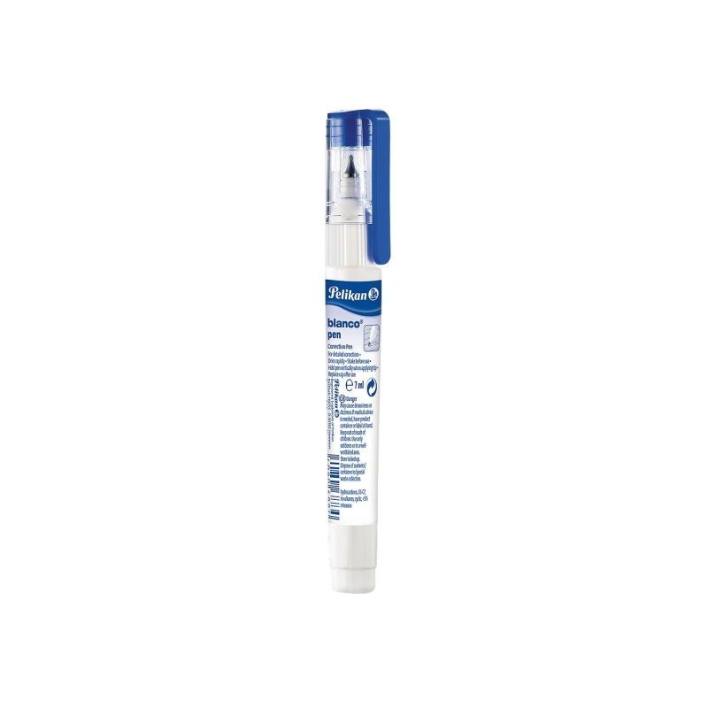LOT de 12 Stylo correcteur liquide Pelikan Pen - Contenance 7 ml - Pointe micro métallique - Séchage rapide - Blanc