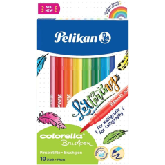 Pelikan Boîte de 10 marqueurs Brushpen - Pointe pinceau - Lavable