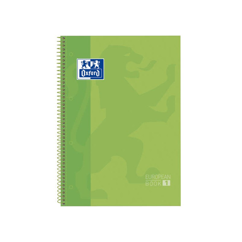 LOT de 5 Oxford School Classic Europeanbook 1 A4+ Couverture Extra Rigide - 80 Feuilles - Couleur Vert Pomme