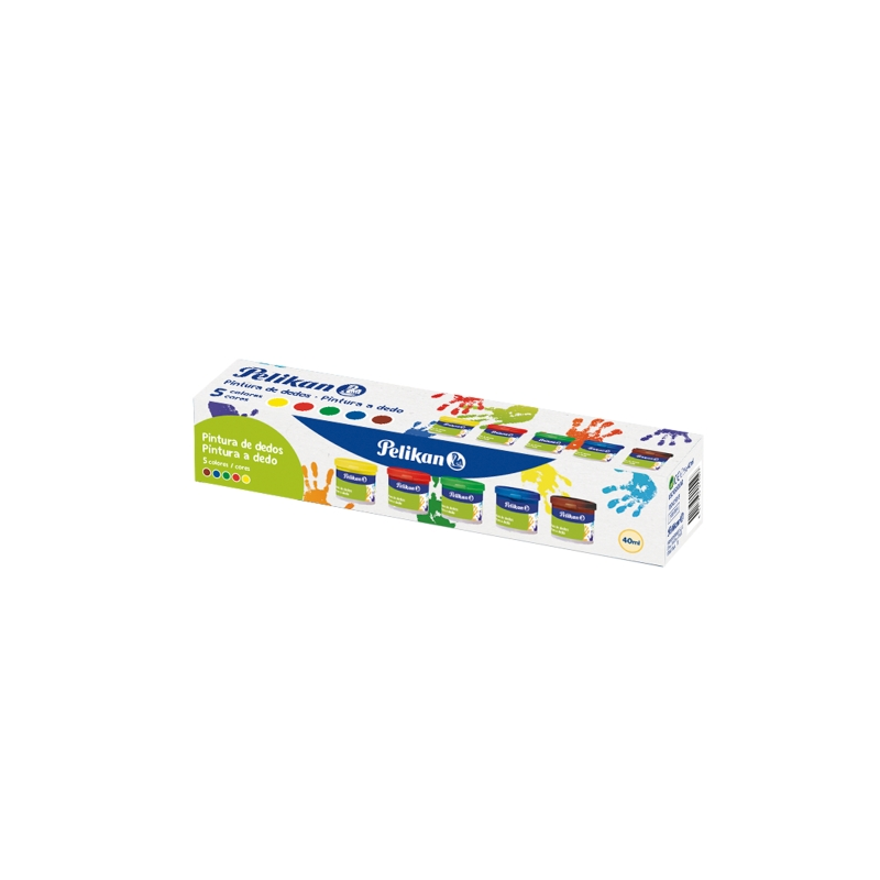 Pelikan Lot de 5 flacons de peinture à doigts - 40 ml - Miscible - Texture mousse - Contient un agent amérisant naturel - Couleu