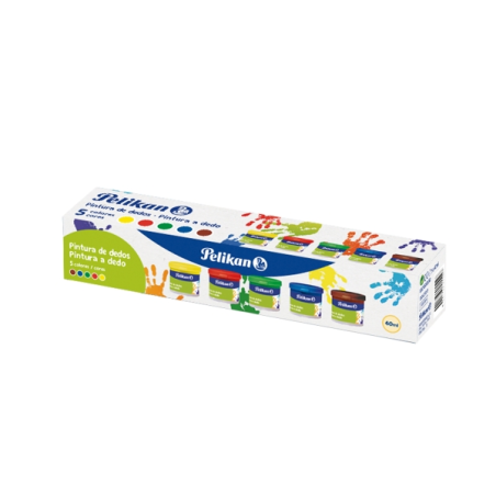 Pelikan Lot de 5 flacons de peinture à doigts - 40 ml - Miscible - Texture mousse - Contient un agent amérisant naturel - Couleu