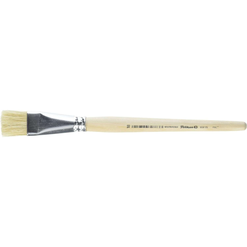 Pelikan Pinceau Série 613F N°18 - Poils Naturels - pour Couleurs Pâteuses - Huile, Acrylique et Tempera - Manche en Bois