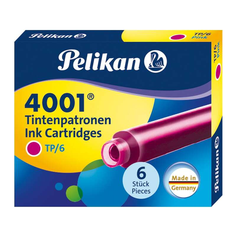 Pelikan Boite de 6 Cartouches 4001 TP/6 - Taille Standard - Couleur Rose