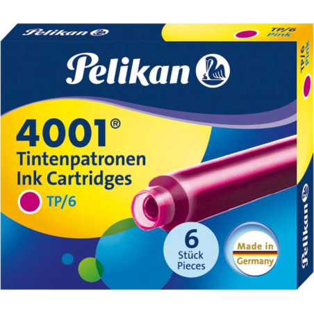 Pelikan Boite de 6 Cartouches 4001 TP/6 - Taille Standard - Couleur Rose
