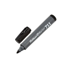 LOT de 10 Marqueur permanent Pelikan 711F - Pointe ronde épaisse en fibre - Séchage rapide - Résistant à l'eau - Noir