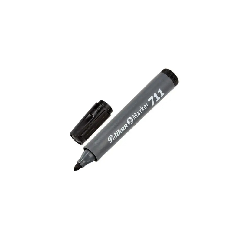 LOT de 10 Marqueur permanent Pelikan 711F - Pointe ronde épaisse en fibre - Séchage rapide - Résistant à l'eau - Noir