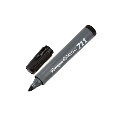 LOT de 10 Marqueur permanent Pelikan 711F - Pointe ronde épaisse en fibre - Séchage rapide - Résistant à l'eau - Noir