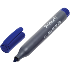 LOT de 10 Marqueur permanent Pelikan 711F - Pointe ronde épaisse en fibre - Séchage rapide - Résistant à l'eau - Bleu