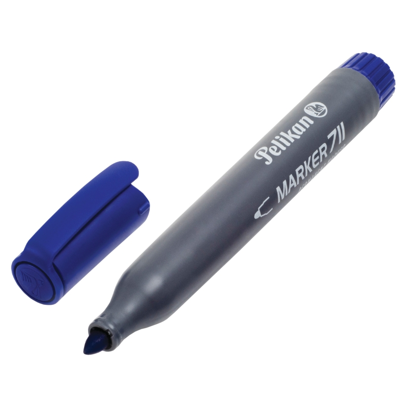 LOT de 10 Marqueur permanent Pelikan 711F - Pointe ronde épaisse en fibre - Séchage rapide - Résistant à l'eau - Bleu