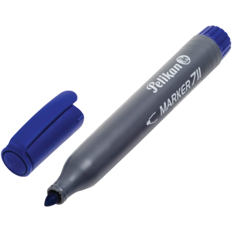 LOT de 10 Marqueur permanent Pelikan 711F - Pointe ronde épaisse en fibre - Séchage rapide - Résistant à l'eau - Bleu