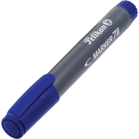 LOT de 10 Marqueur permanent Pelikan 711F - Pointe ronde épaisse en fibre - Séchage rapide - Résistant à l'eau - Bleu