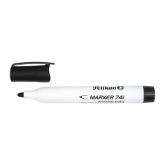 LOT de 10 Marqueur pour tableau blanc Pelikan 741F - Pointe 2 mm - Capuchon anti-sèchement - Effaçable à sec - Noir