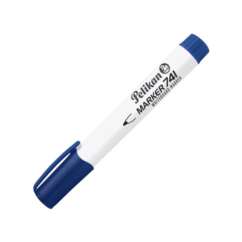 LOT de 10 Marqueur pour tableau blanc Pelikan 741F - Pointe 2 mm - Capuchon anti-sèchement - Effaçable à sec - Bleu