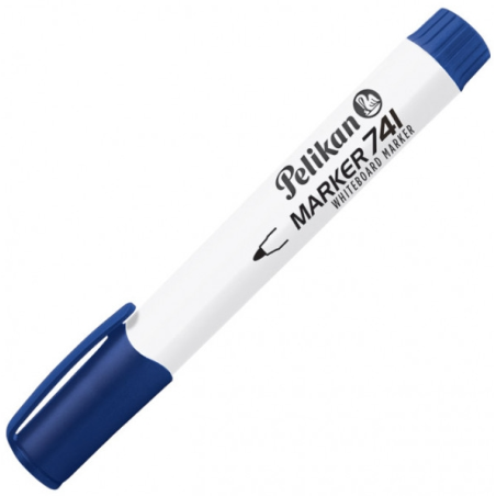 LOT de 10 Marqueur pour tableau blanc Pelikan 741F - Pointe 2 mm - Capuchon anti-sèchement - Effaçable à sec - Bleu