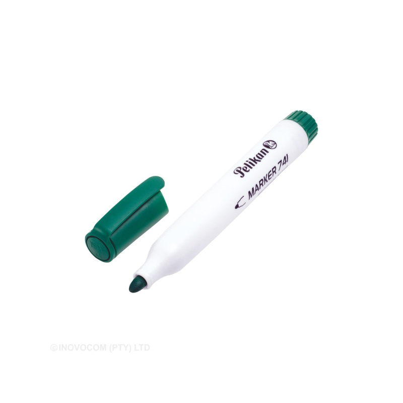 LOT de 10 Marqueur pour tableau blanc Pelikan 741F - Pointe 2 mm - Capuchon anti-sèchement - Effaçable à sec - Vert