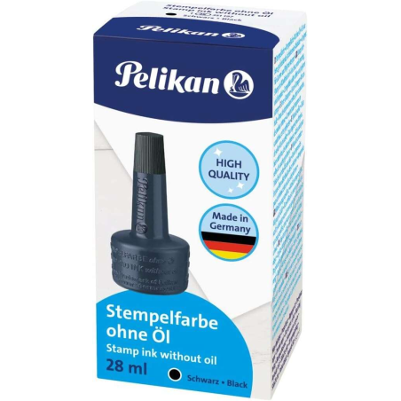 Encre à tamponner sans huile Pelikan - 28 ml - Idéale pour les tampons - Couleur noire