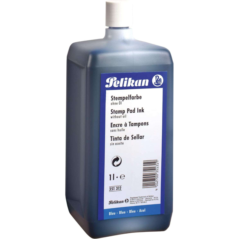 Encre à cacheter sans huile Pelikan - Flacon de 1 L - Séchage rapide - Résistante à l'eau - Couleur bleu intense