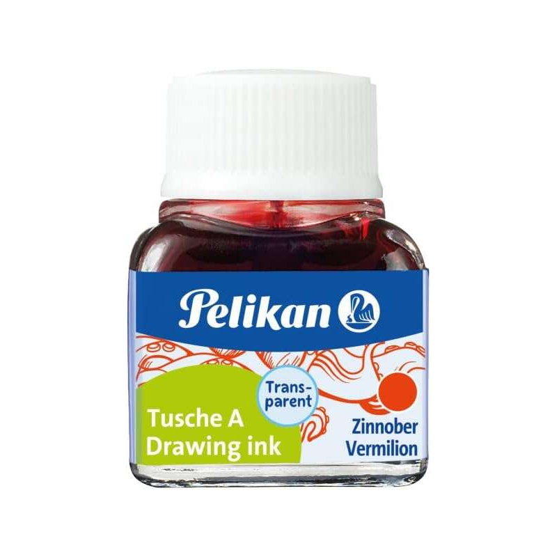 Encre de Chine Pelikan 523 10 ml N.3 - Flacon de 10 ml - Idéale pour le dessin et la calligraphie - Couleur Vermillon