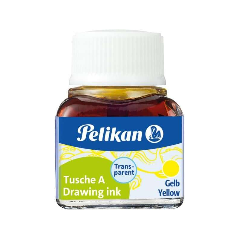 Pelikan China Ink 523 10 ml N.5 - Flacon de 10 ml - Résistant à l'eau - Idéal pour le dessin et la calligraphie - Couleur jaune