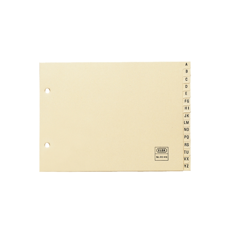 Elba Index Alphabétique 4º 15 Positions - Carton 180gr - Couleur Beige - Organisation Alphabétique - Résistant et Durable