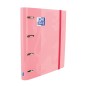 Classeur européen Oxford Classic A4+ - Couverture extra rigide - Dos 45 mm - Anneaux 4Dx35 mm - Remplacement 5x5 - Couleur Rose