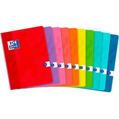 Cahier Oxford A5+ agrafé à grille - 48 feuilles avec marges - Couverture souple - Idéal pour la prise de notes - Couleurs assort