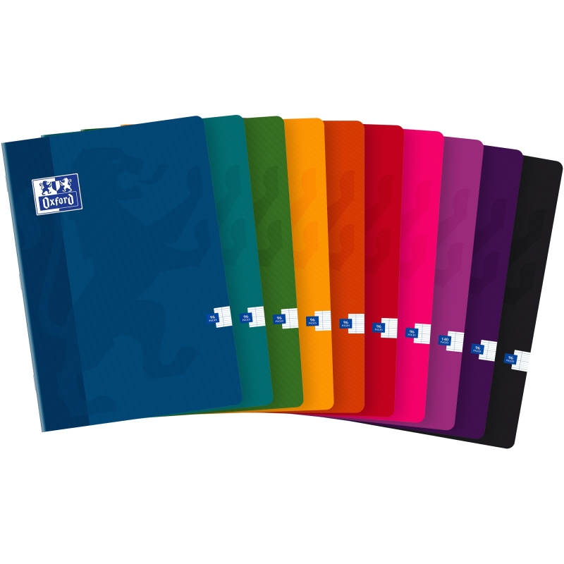 LOT de 10 Cahier Oxford Classic A4 à couverture souple agrafée avec marges - Papier de haute qualité - Grille Seyes - Format A4
