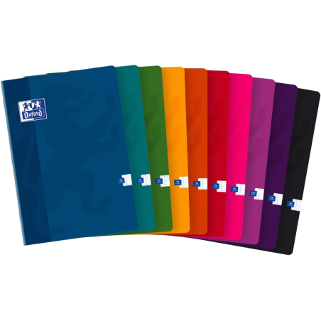 LOT de 10 Cahier Oxford Classic A4 à couverture souple agrafée avec marges - Papier de haute qualité - Grille Seyes - Format A4