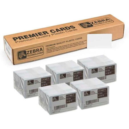 Zebra Pack de 500 Cartes PVC Imprimables Blanches Originales - Format CR-80 86x54mm - 104523-111