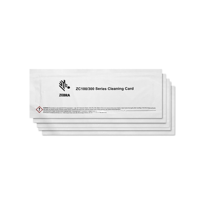 Pack de 5 cartes de nettoyage Zebra pour ZC100 ZC300