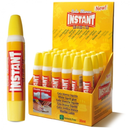 LOT de 24 Colle blanche Instant Educa 35 ml - Double applicateur - À base d'ingrédients naturels - Sans solvant - Blanche