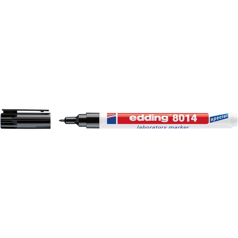 LOT de 10 Marqueur permanent Edding 8014 spécial laboratoire - Pointe ronde 1 mm - Encre adaptée aux surfaces lisses et transpar