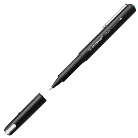 LOT de 5 Marqueur pointe fine Stabilo Dr!ver 0,4 mm - Encre à base d'eau, anti-bavures et inodore - Fabriqué à 94 % en bioplasti