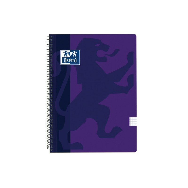 LOT de 5 Oxford School Cahier à Spirale Classique Couverture Plastique Folio 4x4 - 80 Feuilles - Couverture Plastique