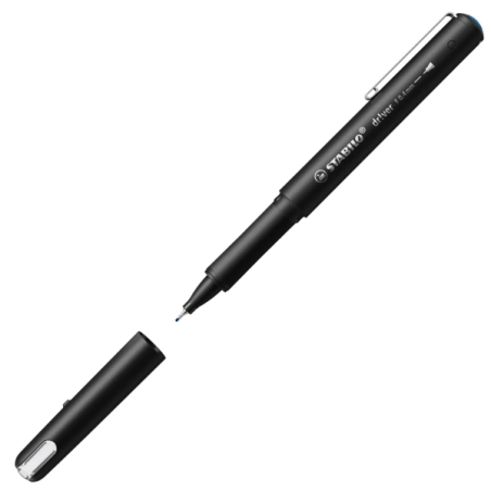 LOT de 5 Marqueur pointe fine Stabilo Dr!ver 0,4 mm - Encre à base d'eau, inodore et anti-traces - Fabriqué à 94 % en bioplastiq