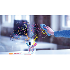 LOT de 10 Marqueur pour verre Edding 95 - Pointe ronde - Taille de trait 1,5-3 mm - Effaçable à sec - Noir