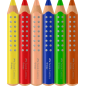 Coffret Faber-Castell Grippy avec 6 crayons de couleur épais, mine tendre XXL + taille-crayon - Forme triangulaire avec grip - C