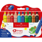 Coffret Faber-Castell Grippy avec 10 crayons de couleur épais, mine tendre XXL + taille-crayon - Forme triangulaire avec grip -