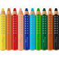Coffret Faber-Castell Grippy avec 10 crayons de couleur épais, mine tendre XXL + taille-crayon - Forme triangulaire avec grip -