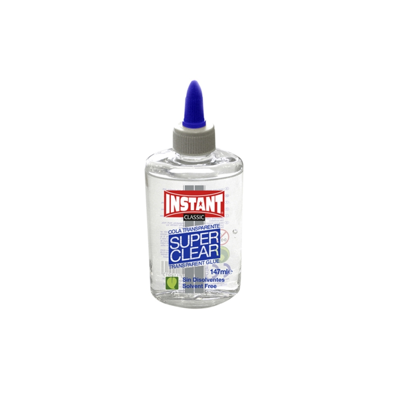 LOT de 12 Colle super transparente Instant Classic 147 ml - Convient aux enfants et/ou à un usage domestique - Sans solvant - Tr
