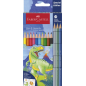 Coffret de 13 crayons de couleur hexagonaux Faber-Castell Édition Dinosaure - 10 couleurs classiques + 3 couleurs métalliques -