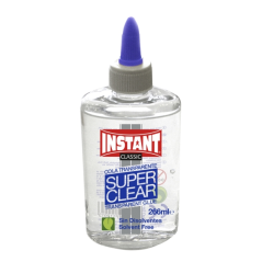 LOT de 6 Colle super transparente Instant Classic 266 ml - Convient aux enfants et/ou à un usage domestique - Sans solvant - Tra