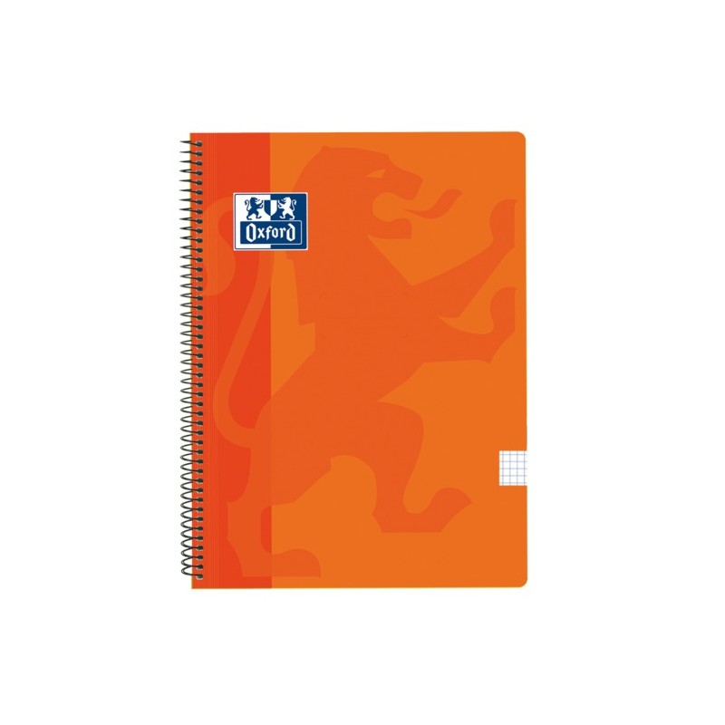 LOT de 5 Cahier à spirale classique Oxford School Couverture en plastique Folio 4x4 - 80 feuilles - avec marge - Idéal pour les